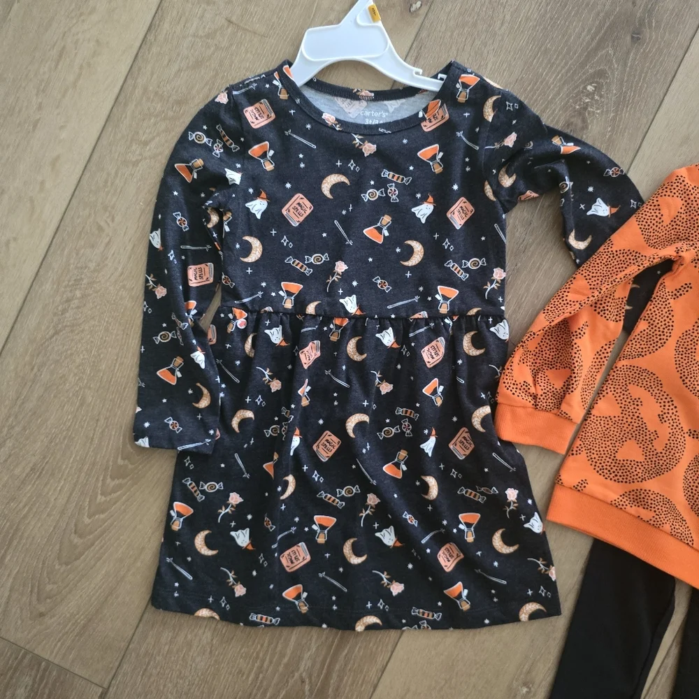 Halloween Outfits Dress Top And Leggings And Night Gown Pajama 4t 3t